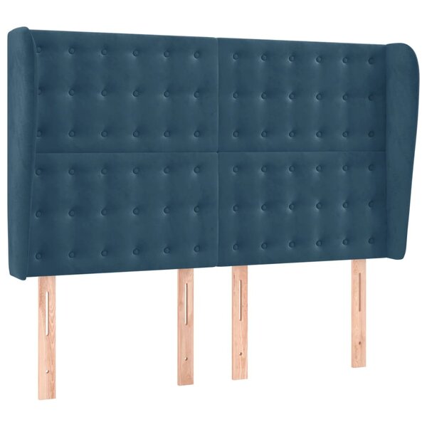 vidaXL Tête de lit avec oreilles Bleu foncé 147x23x118/128 cm Velours