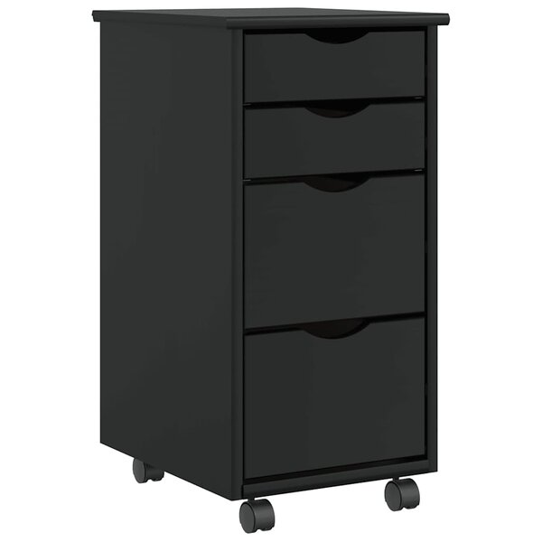 vidaXL Armoire roulante avec tiroirs MOSS noir bois de pin solide