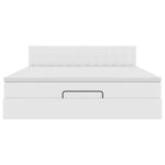 vidaXL Lit ottoman avec matelas & LED blanc pur 160x200cm similicuir