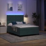 vidaXL Lit à ressort LED avec matelas Vert foncé 140 x 190 cm Velours
