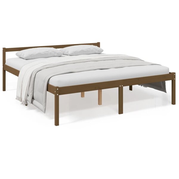 vidaXL Lit pour personne âgée marron miel 200x200cm bois de pin massif