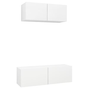 vidaXL Ensemble de meubles TV 2 Pièces Blanc Bois d'ingénierie