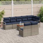 vidaXL Ensemble de canapé de jardin avec coussin 9 Pièces Gris Poly rotin