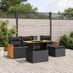 vidaXL Salon de jardin 6 Pièces avec coussins noir résine tressée