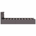 vidaXL Cadre de lit à rangement avec LED Gris Similicuir 90x200 cm