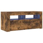 vidaXL Meuble TV avec lumières LED Chêne fumé 90x35x40 cm