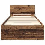 vidaXL Cadre de lit avec bandes LED Bois ancien Bois d'ingénierie