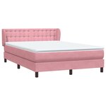 vidaXL Sommier à lattes de lit avec matelas rose 160x220 cm velours