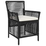 vidaXL Chaise d'Extérieur avec coussin 4 Pièces Noir et Crème polyrotin