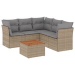 vidaXL Salon de jardin avec coussins 6Pièces mélange beige résine tressée