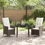 vidaXL Ensemble de salle à manger pour jardin 3 Pièces Marron Poly rotin
