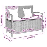 vidaXL Banc de rangement de jardin avec coussin noir résine tressée