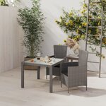 vidaXL Ensemble à manger d'extérieur 3Pièces coussins gris résine tressée