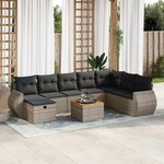 vidaXL Salon de jardin 9 Pièces avec coussins gris résine tressée