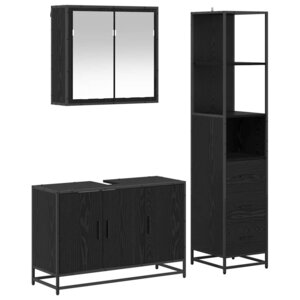 vidaXL Ensemble de mobilier de salle de bain 3 Pièces Chêne noir