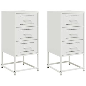 vidaXL Tables de chevet 2 Pièces blanc 36x39x78 cm acier