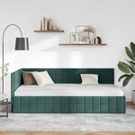 vidaXL Cadre de lit d'angle Vert foncé 90 cm x 190 cm Velours