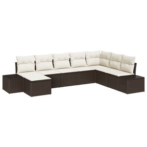 vidaXL Ensemble de canapé de jardin 8 pièces - Rattan poly marron