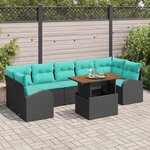 vidaXL Ensemble de canapé de jardin 8 Pièces Noir Poly rotin