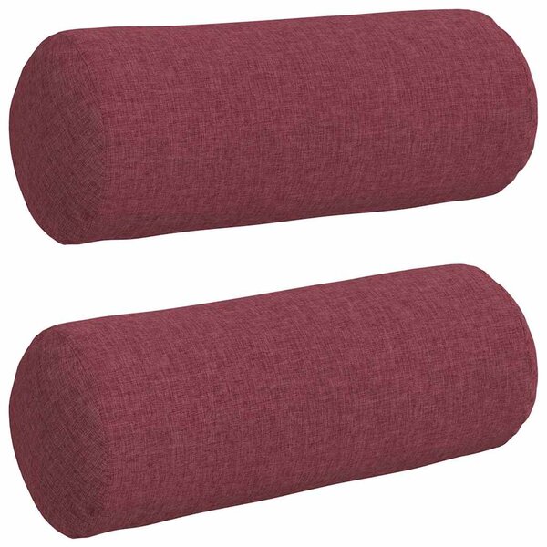 vidaXL Coussins d'accent 2 Pièces Bordeaux Ø 15 x 40 cm tissu