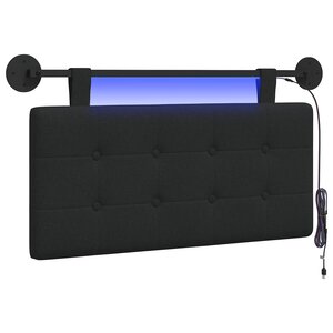 vidaXL Tête de lit suspendue Avec lumière LED Noir Tissu