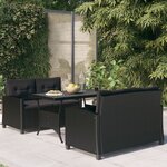 vidaXL Ensemble à dîner de jardin coussins noirs 3 Pièces Résine tressée