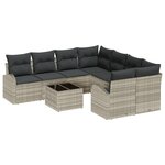 vidaXL Ensemble de Canapé de Jardin 9 Pièces avec Coussins Gris Clair Poly Rattan