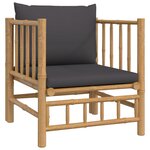 vidaXL Canapé de jardin avec coussins gris foncé bambou