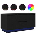 vidaXL Meuble TV avec lumières LED chêne noir 100x41x50 cm