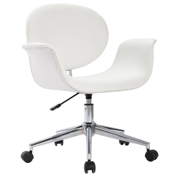 Chaise fauteuil siège pivotante de bureau informatique étude similicuir blanc 02_0024086
