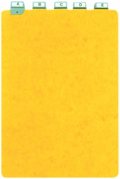 Lot de 25 guides pour boîte à fiches avec index alphabétique 297x210 Vertical et jaune COUTAL