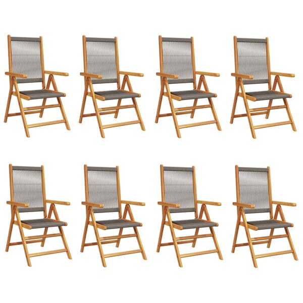 vidaXL Chaises inclinables de jardin lot de 8 gris bois massif acacia