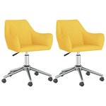 vidaXL Chaises pivotantes à manger lot de 2 jaune tissu