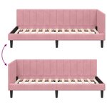 vidaXL Cadre de lit d'angle avec tête de lit Rose 90 x 200 cm Velours
