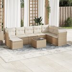 vidaXL Salon de jardin avec coussins 9 Pièces beige résine tressée