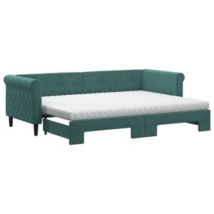 vidaXL Lit de jour avec gigogne et matelas vert foncé 80x200cm velours