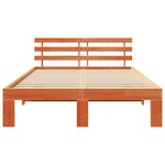 vidaXL Cadre de Lit en Bois de Pin Brun ciré Bois massif 135 x 190 cm