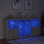 vidaXL Buffet avec lumières LED sonoma gris 202x37x100 cm