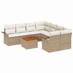 vidaXL Ensemble de canapé de jardin 9 Pièces Beige et crème polyrotin