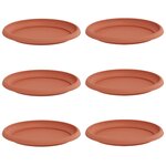 vidaXL Plateau à fleurs rond 6 pc Rouge brique Ø 23 5 x 2 5 cm