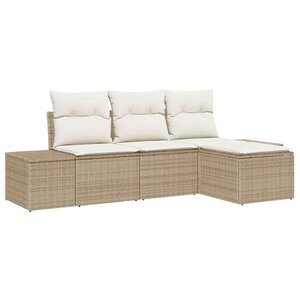 vidaXL Ensemble de canapé de jardin avec coussin 4 Pièces Beige et crème