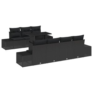 vidaXL Ensemble de canapé de jardin 8 Pièces Noir 100 x 55 x 73 cm