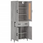 vidaXL Buffet haut Sonoma gris 69 5x34x180 cm Bois d'ingénierie