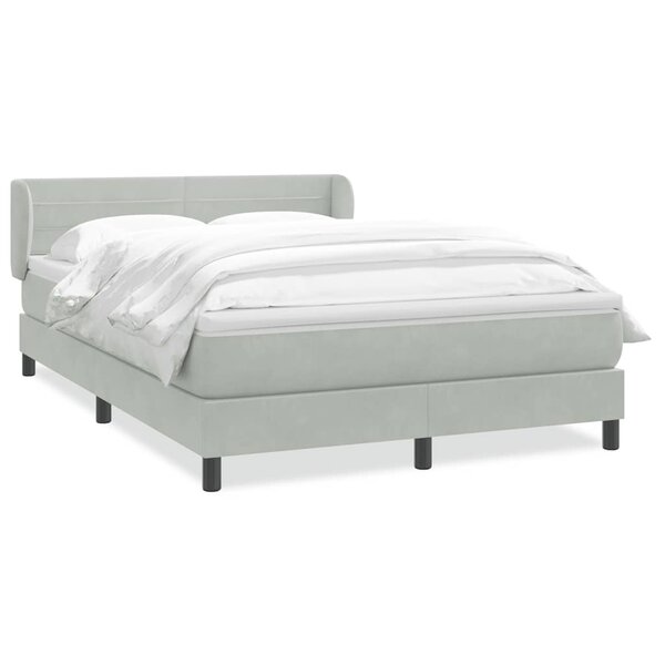 vidaXL Sommier à lattes de lit et matelas gris clair 140x210cm velours