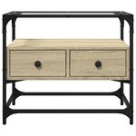 vidaXL Meuble TV avec dessus en verre chêne sonoma bois d'ingénierie