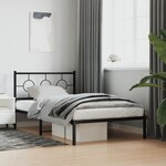 vidaXL Cadre de lit métal sans matelas avec tête de lit noir 107x203cm