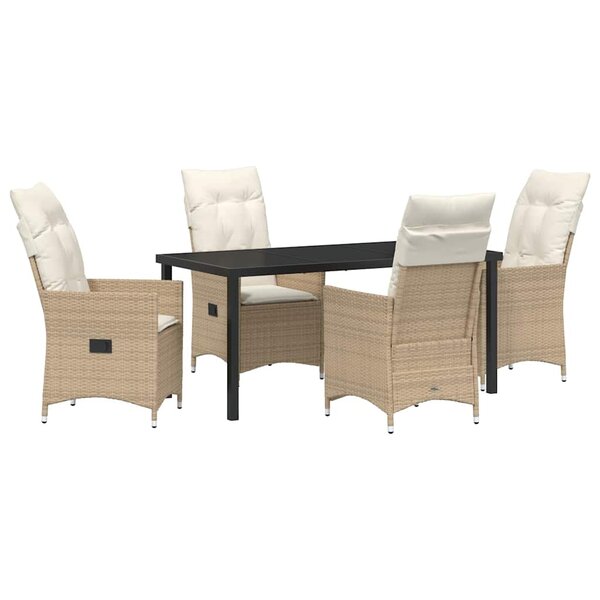vidaXL Ensemble de salle à manger pour jardin 5 Pièces Beige Poly rotin