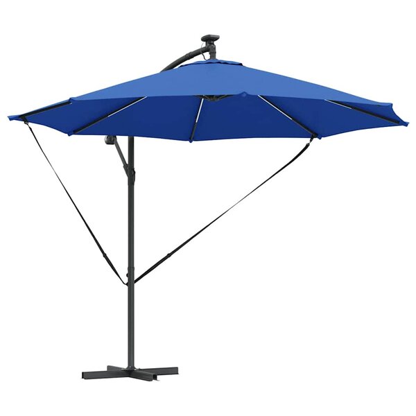 vidaXL Parasol banane à mât déporté bleu azur 294 x 294 x 248 cm