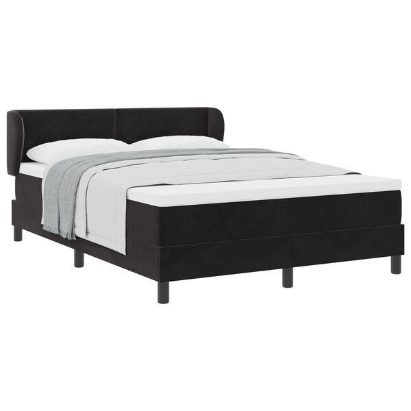 vidaXL Lit à ressorts avec matelas Noir 140 x 190 cm Velours