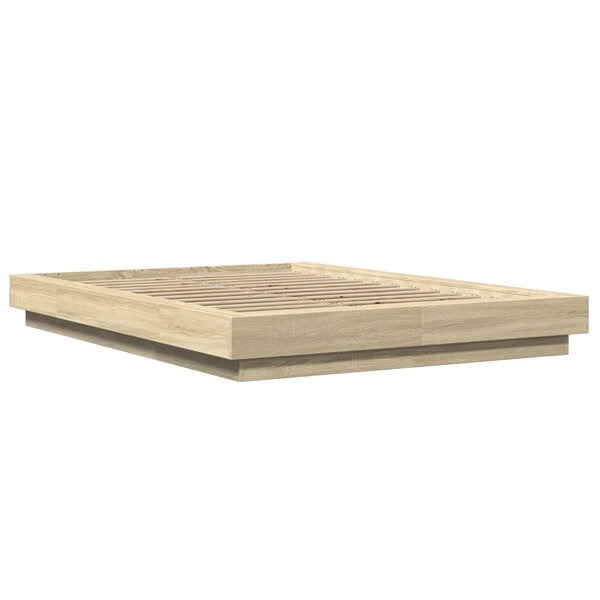 vidaXL Cadre de lit chêne sonoma 140x190 cm bois d'ingénierie